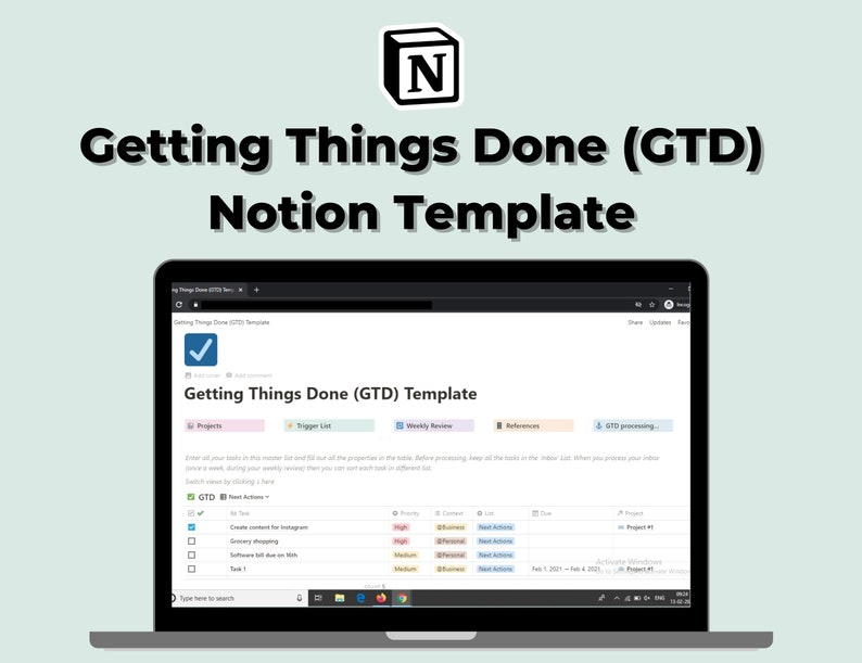  Getting Things Done Notion Template 