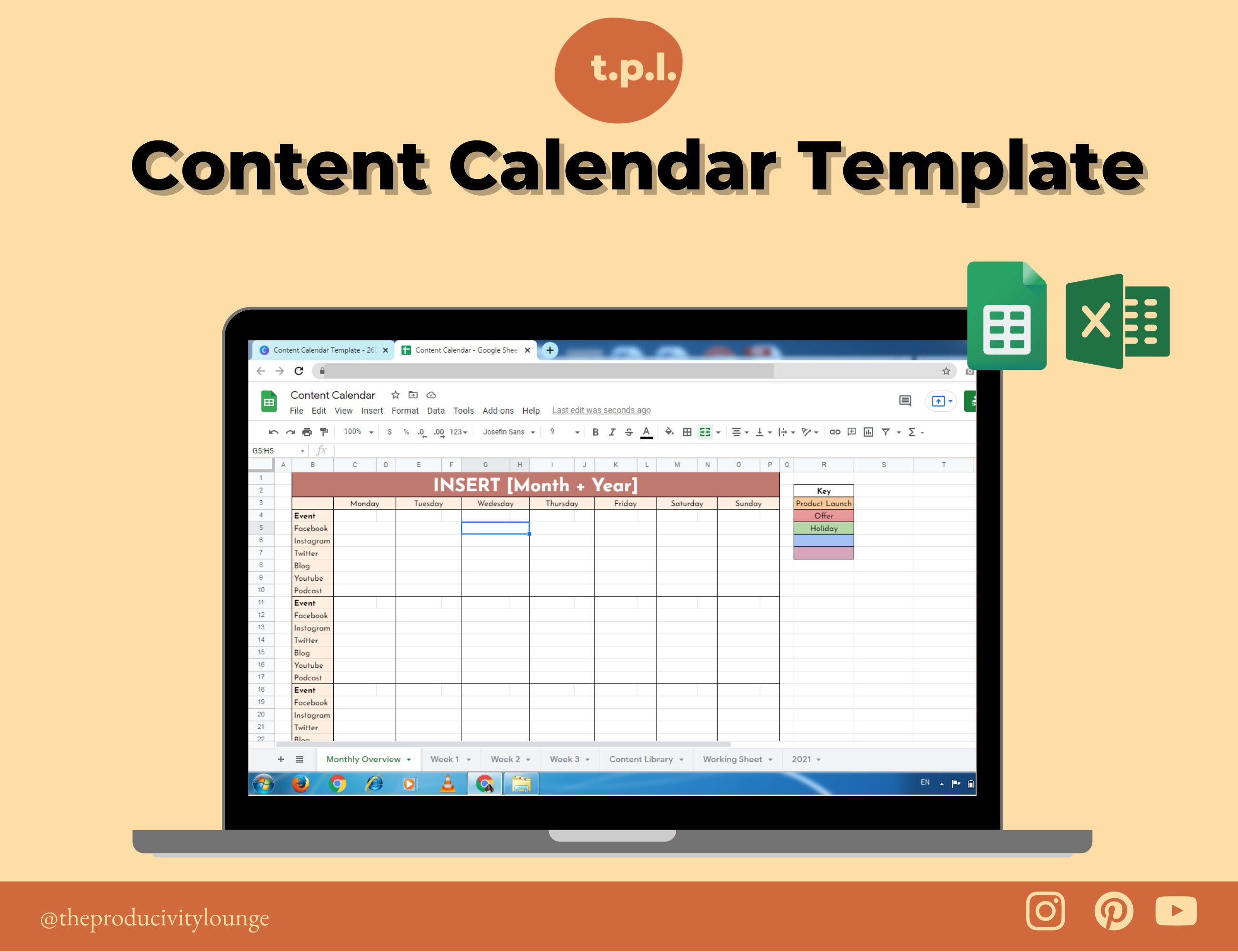 Content Calendar Template Social Media Content Planner 21 Etsy Content Calendar Template Social Media Content Planner 21 Etsy