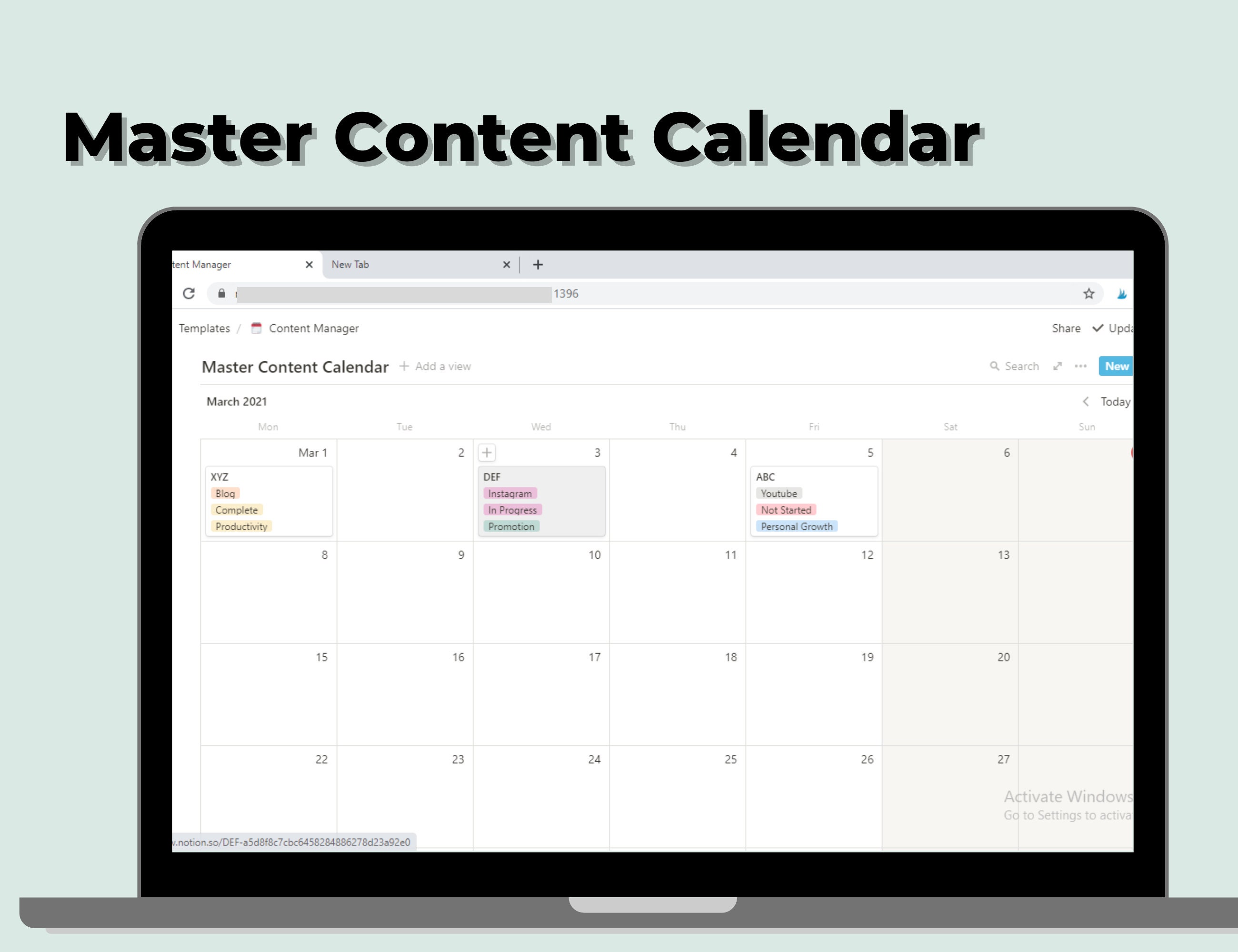 Notion Calendar Template Nanojord