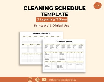 Cleaning Schedule Printable Planner -  Digital Cleaning Routine Planner, Spring Cleaning, Weekly, monthly Cleaning checklist, Declutter Plan