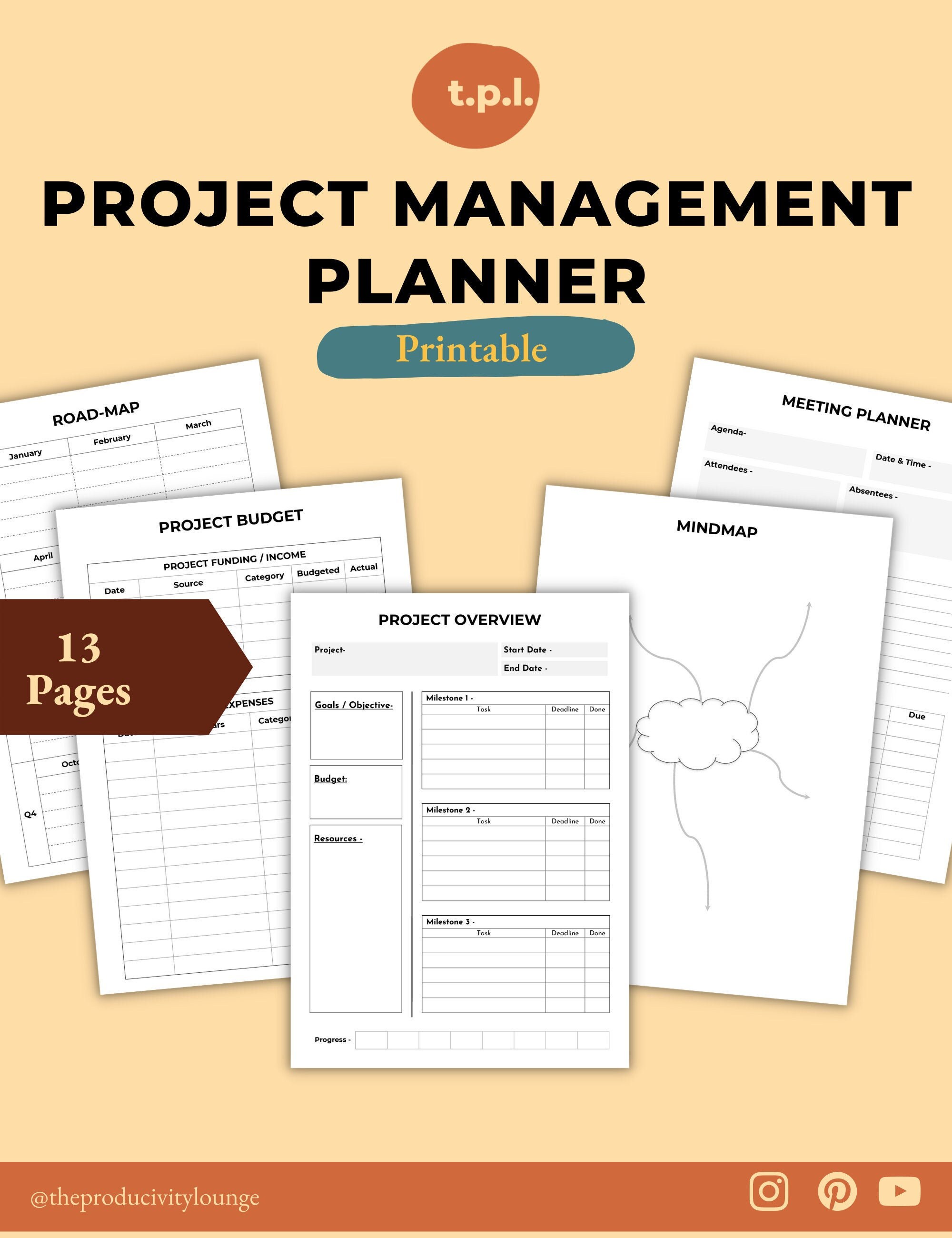 Project Management Planner Templates Digital and Printable | Etsy