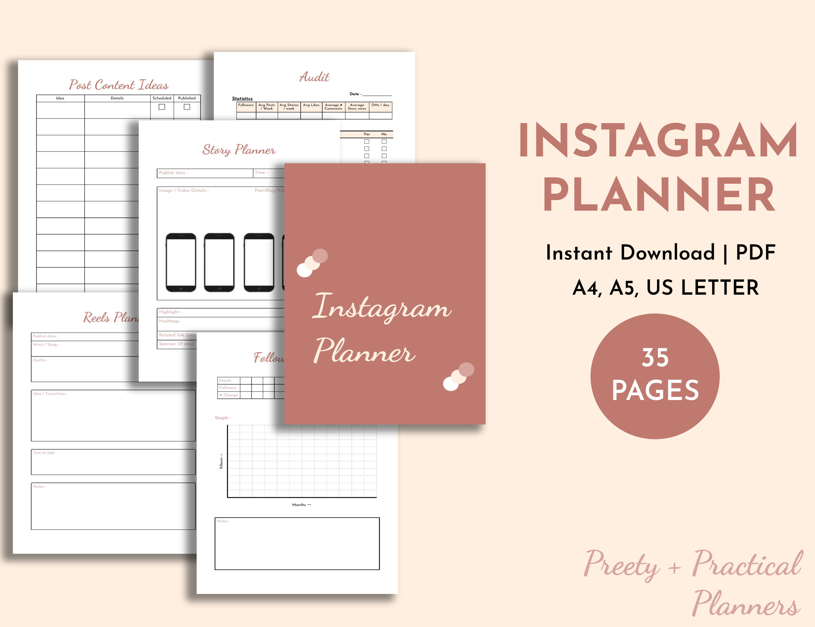 Instagram Planner Printable Instagram Planner Instagram | Etsy