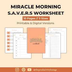 Miracle Morning Routine Planner - Miracle morning tracker, Life SAVERS worksheets Morning routine printable planner, morning routine chart
