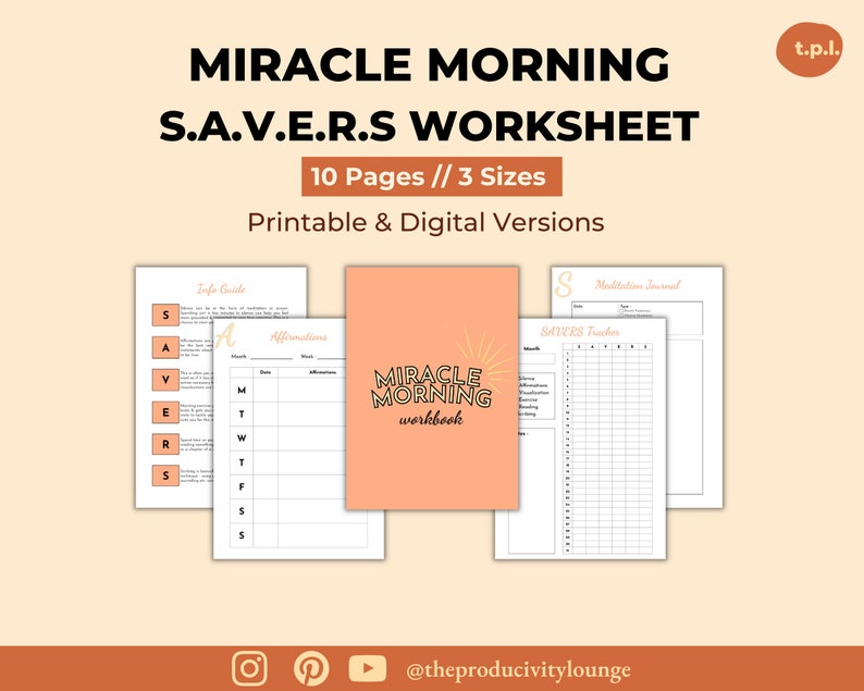 Miracle Morning Routine Planner - Miracle Morning Tracker, Life SAVERS ...