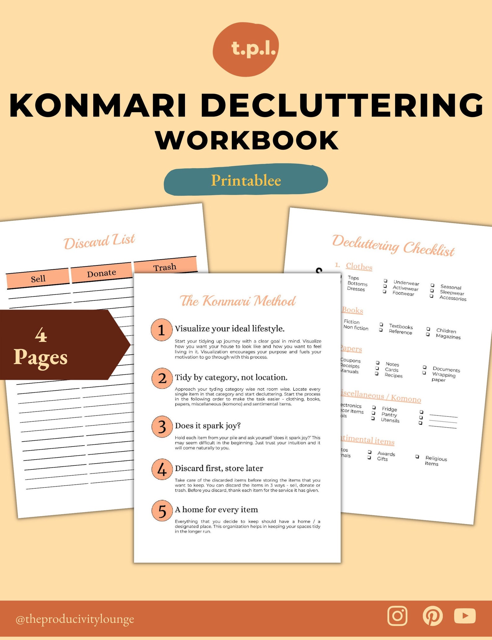 Konmari Method Printable Workbook Declutter Printable | Etsy