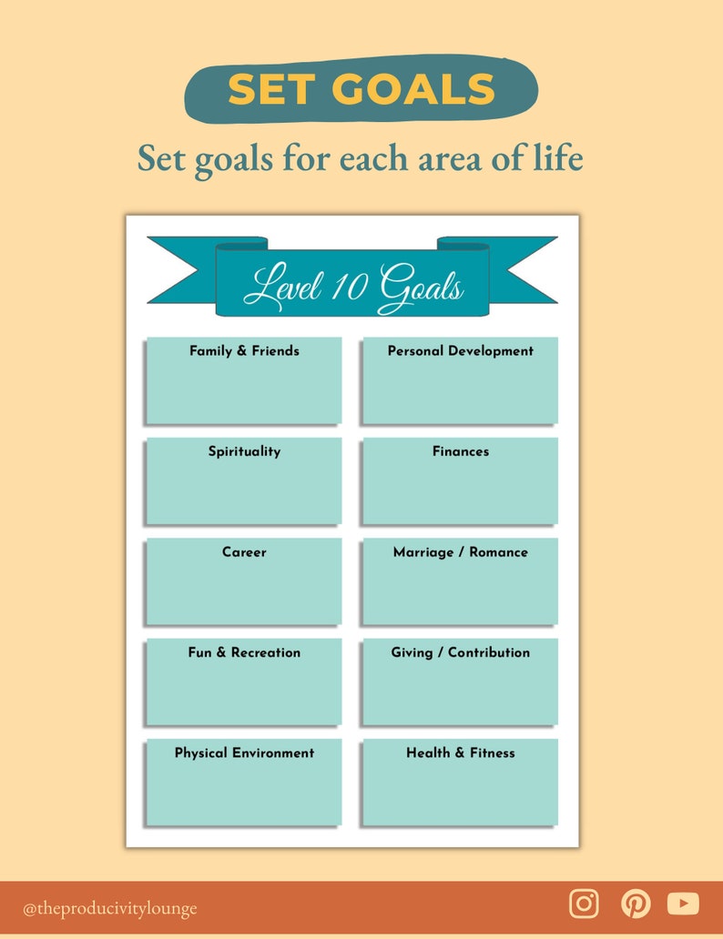 Level 10 Life Printable Planner Wheel of Life Printable Goal - Etsy