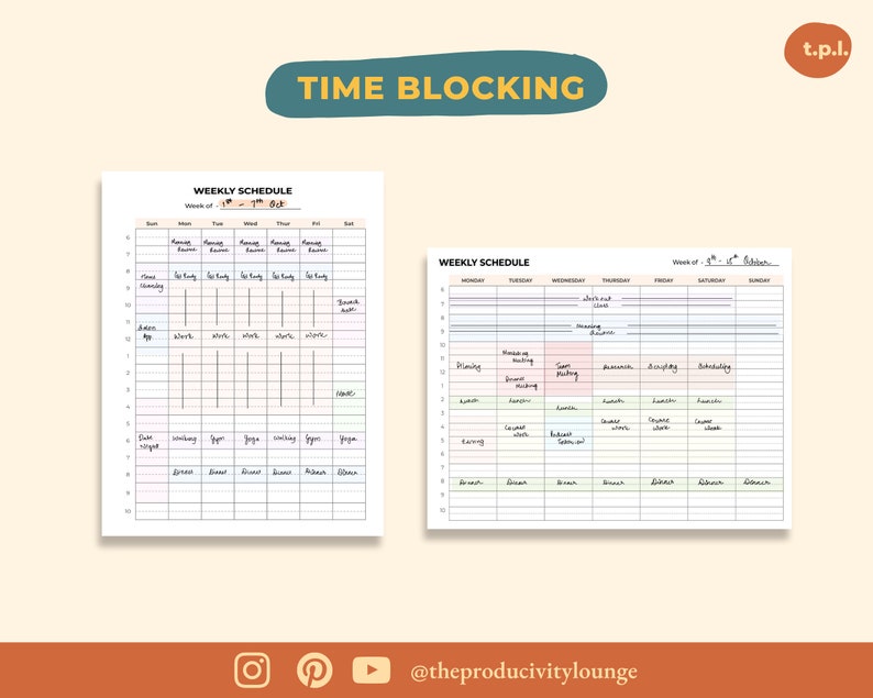 Weekly Time Blocking Printable Planner - Half Hour Time Blocking Printable Template, Time Box ...
