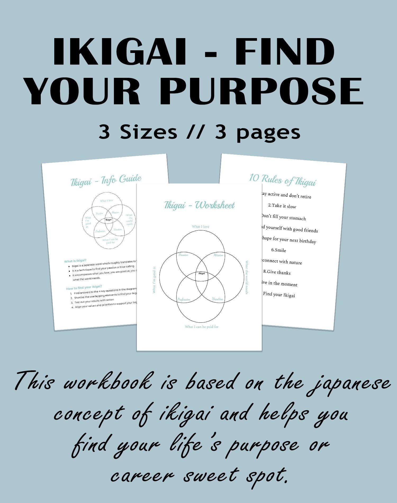 Find your Ikigai Worksheet Find your Career Career Test | Etsy