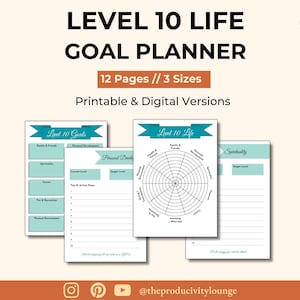 Wheel of Life Printable Planner, Level 10 Life Goal Setting Planner, Life Balance Wheel , New Year Goals Planer, personal development