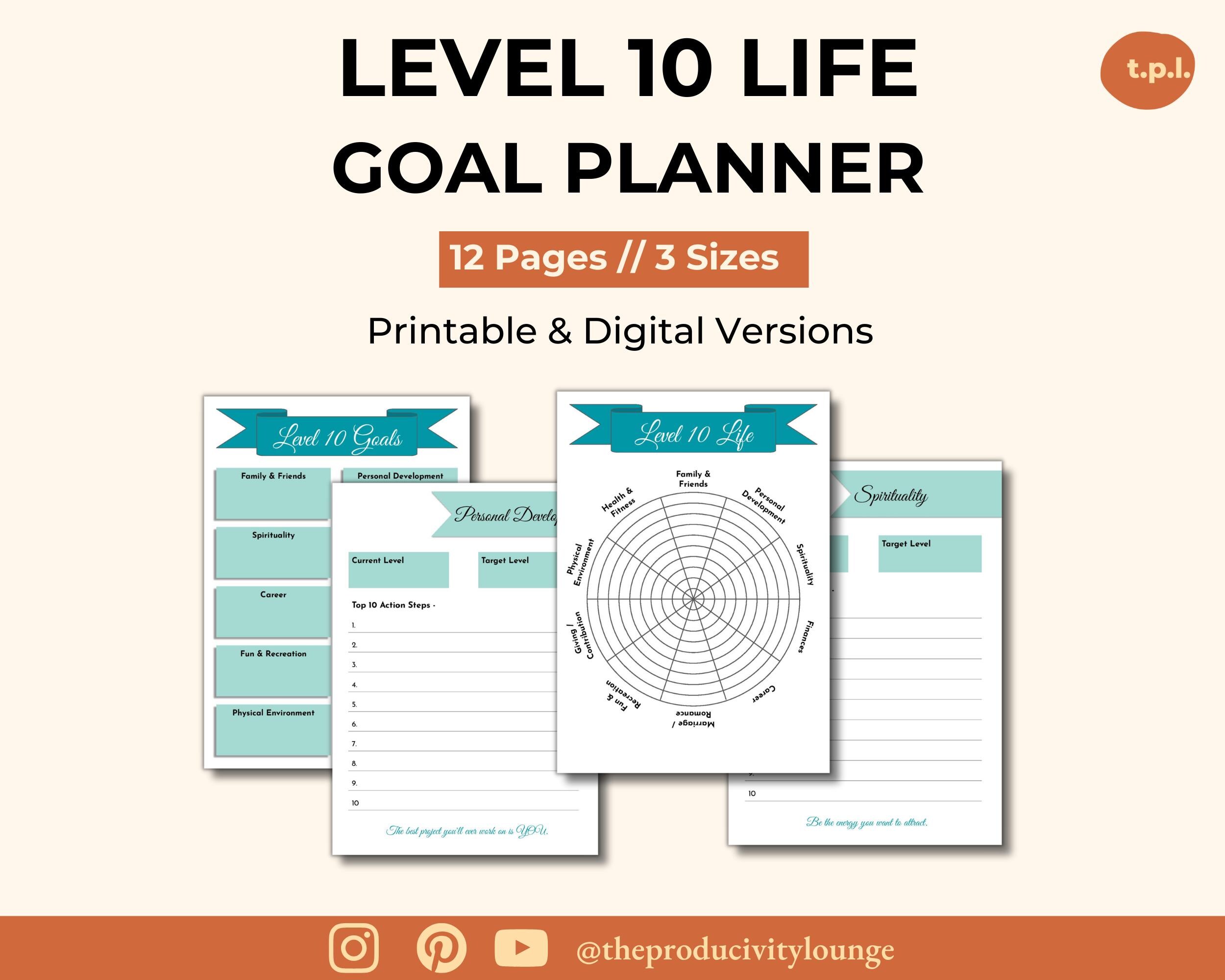 Wheel of Life Printable – Life Balance Assessment & Level 10 Life Goal ...