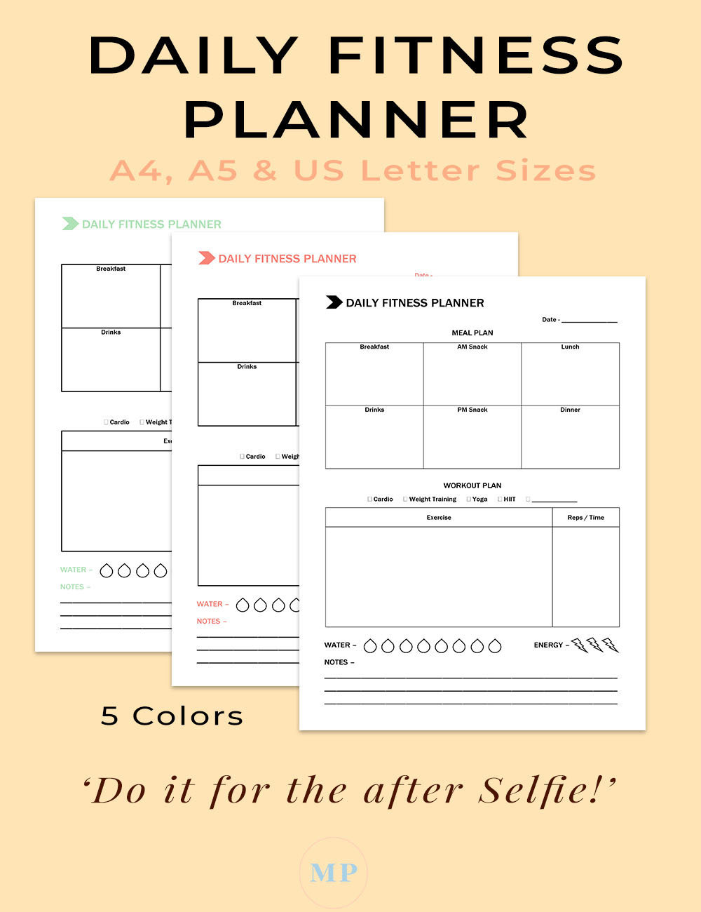 Daily Fitness Planner Fitness Printable Workout Planner | Etsy