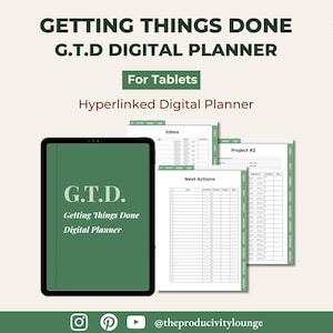 GTD Digital Planner for iPad - Getting Things Done Productivity System Worksheets and Templates