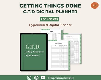 GTD Digital Planner for iPad - Getting Things Done Productivity System Worksheets and Templates