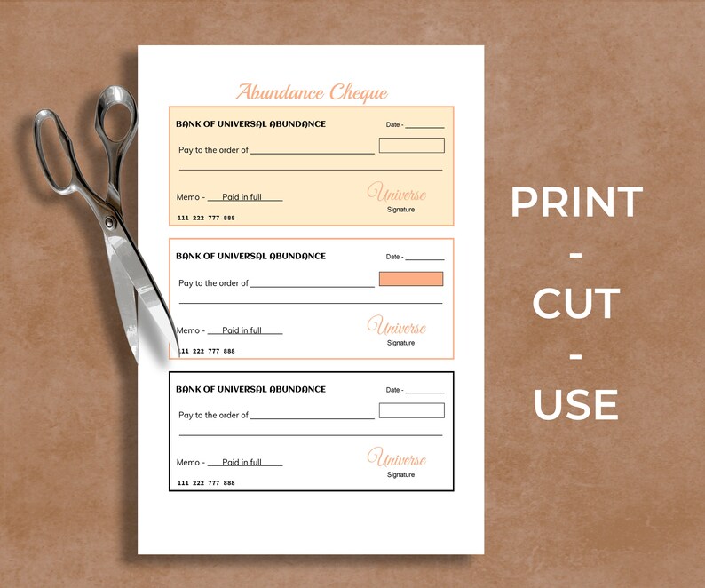 Write a check to yourself for prosperity picture