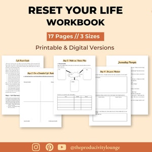 Reset your life printable planning worksheet, Life refresh, Mid year reset, monthly reset, reset worksheets