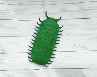 Reuze smaragd pil duizendpoot van vilt smaragd smaragd isopod beeldje - entomoloog cadeau groen roly poly vilt beeldje