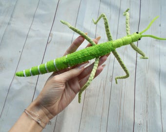 Realistic GIANT Stick Insect From Felt Green Goliath Stick Insect
