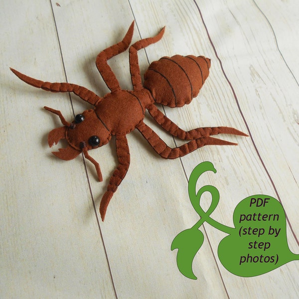 PDF pattern for kids crafts Pdf sewing toys pattern pdf ant from felt Realistic ant figure from felt or plush