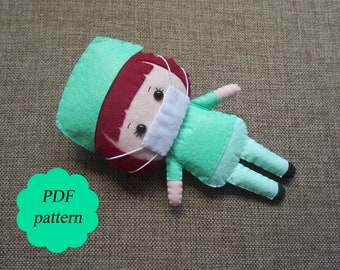 PDF Doctor pattern PDF Nurse pattern Doctor PDF pattern Doctor doll pattern Nurse doll pattern Felted doll pattern Felt doll pattern