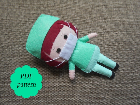 PDF Doctor pattern PDF Nurse pattern Doctor PDF pattern Doctor doll pattern Nurse doll pattern Felted doll pattern Felt doll pattern