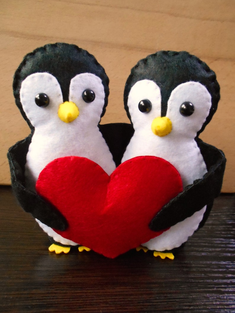 Penguin Lovers Plush Penguin Toy Felt Penguin Cute Penguin Etsy