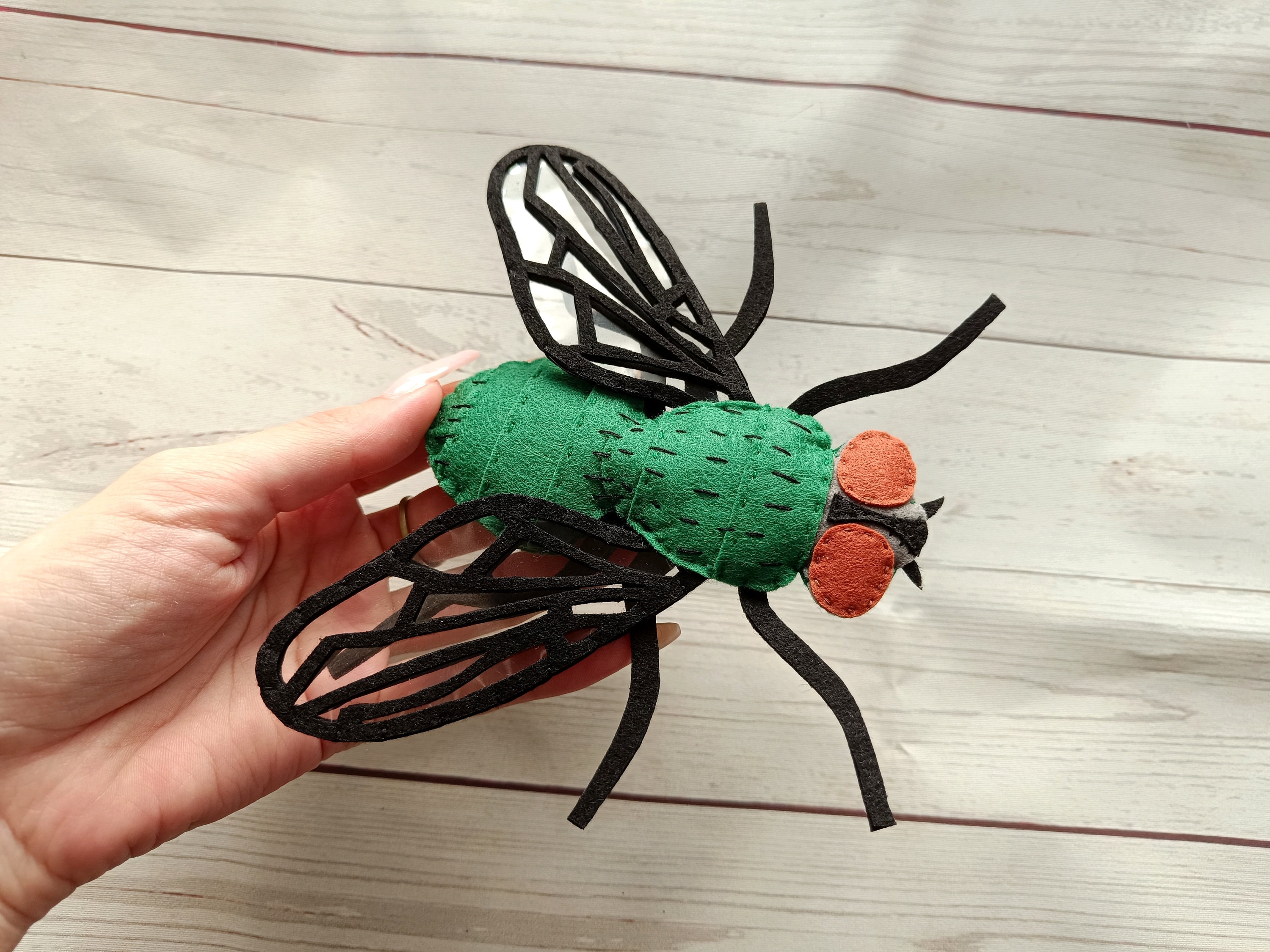 Felt Fly Greenbottle Fly From Felt Realistic Fly Figure Felted Green Fly ...