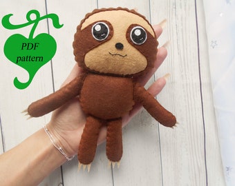 Sloth toy Cute sloth PDF pattern Felted sloth Felt sloth Learn animals felted sloth Felt sloth Plush sloth PDF felt pattern toy