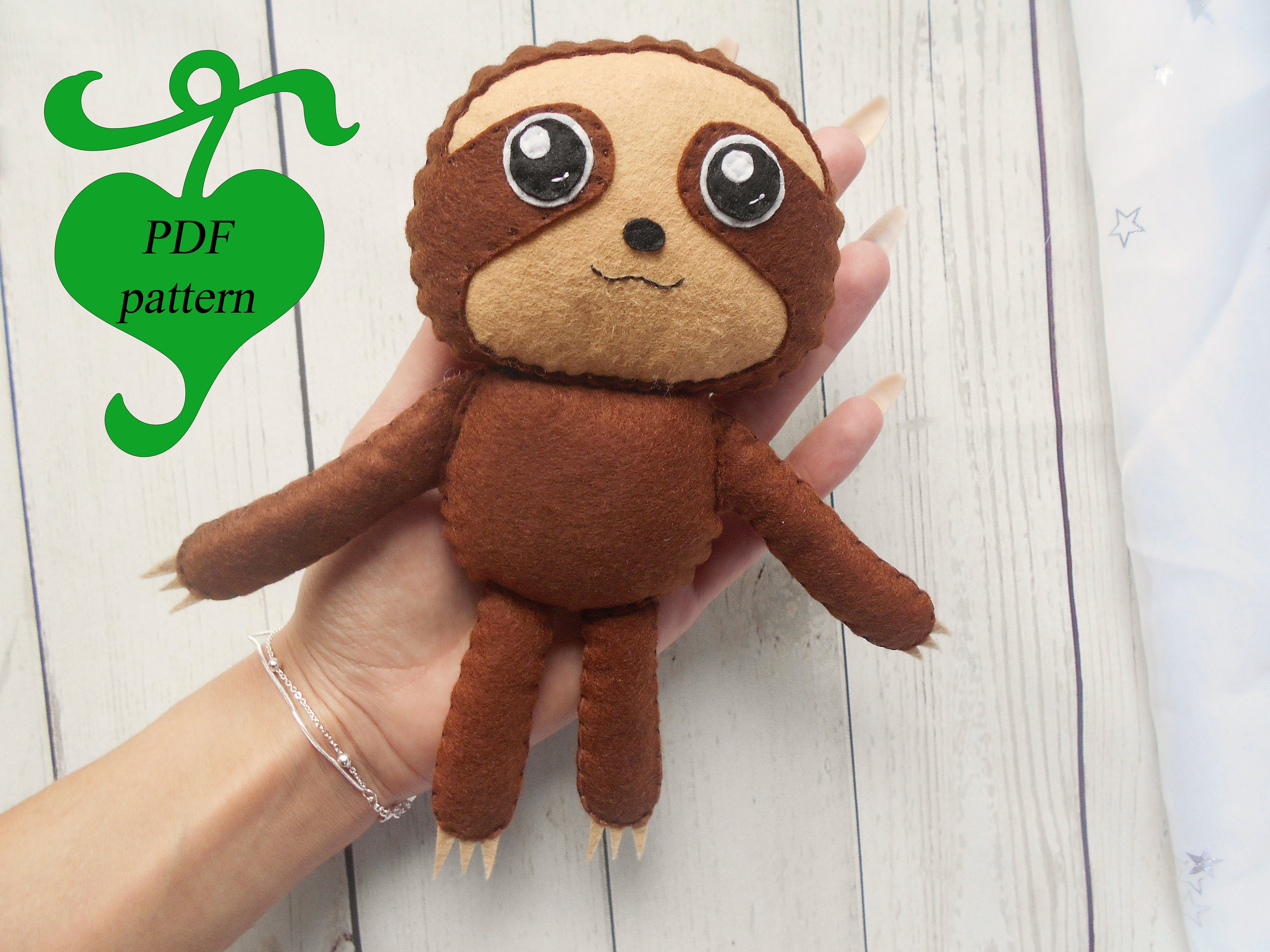 Sloth Toy Cute Sloth PDF Pattern Felted Sloth Felt Sloth Learn Etsy