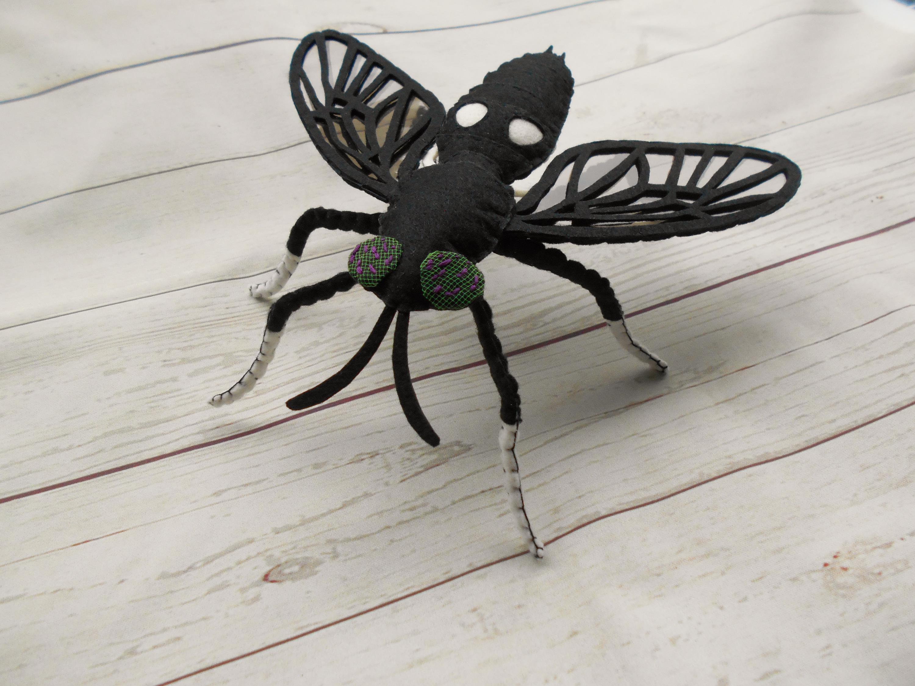 Felt Fly Realistic Black Soldier Fly Black Fly From Felt Realistic Black Fly ...