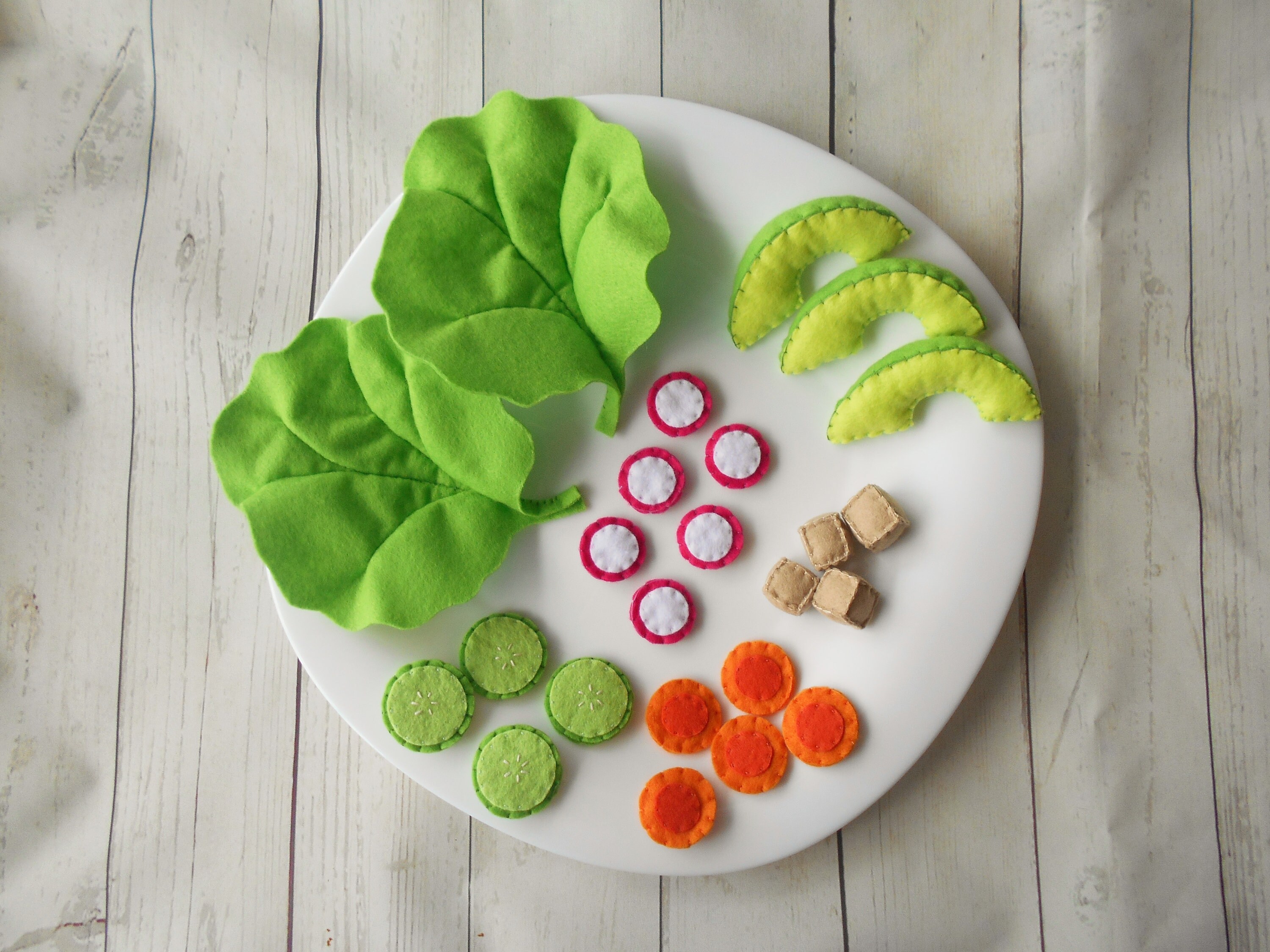 Felt Vegetables Salad Felted Food for Kids Kids Play Kitchen Etsy