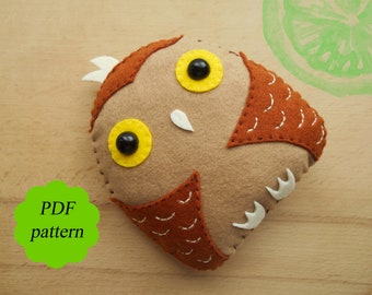 PDF owl toy PDF felt pattern PDF sewing pattern for women Felt owl Plush owl Owl toy Halloween decor Halloween ornament