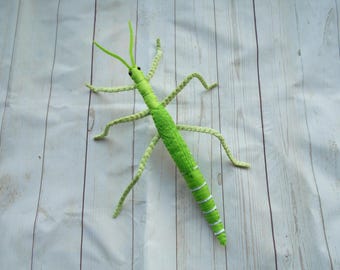 Realistic GIANT Stick Insect From Felt Green Goliath Stick Insect