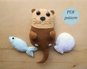 PDF sewing pattern for women PDF Otter pattern PDf felt pattern Sewing pattern Felted otter Felted sea otter Sea otter toy