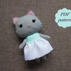 PDF sewing felt pattern PDF sewing pattern for women PDF pattern cat Plush cat Cat doll Felted animal Felt animals Felt doll Felt cat