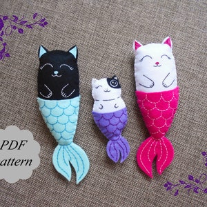 PDF cat mermaid, PDF sewing pattern for women, Felted mermaid cat, Personalized gifts for mom, Gifts with your own hands
