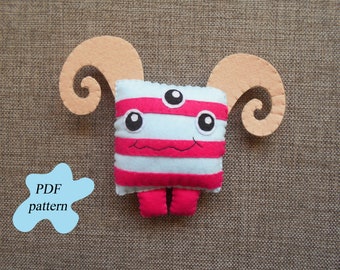 Monster pdf pattern Monster toy Funny monster PDF sewing pattern for women kids monster Halloween decor Cute monster felt monster