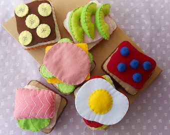 Felted sandwich Felt toast Play food Play kitchen Felt bread felt food felted food play felt food Kids play food Felt ham Felt avocado