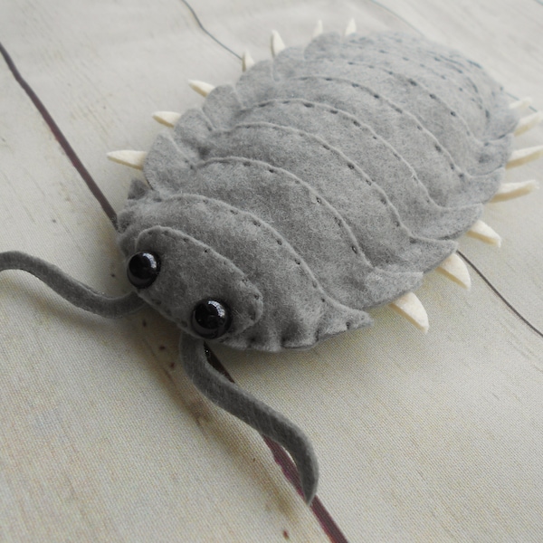 Realistic Roly Poly felted bug Funny isopod toy Felted Pill bug realistic figure Young naturalist gift Kids learning nature