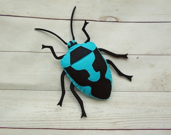 Cimice blu realistica in feltro Cimice scudo blu Figura di insetto in feltro Figurina di cimice in feltro Scarabeo blu in feltro Insetti di apprendimento per bambini