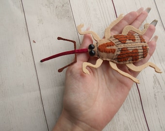 Felt weevil realistic toy Felted weevil - young naturalist gift Figure weevil Kids learn insects Kids learning bugs Felted bugs Felt bugs