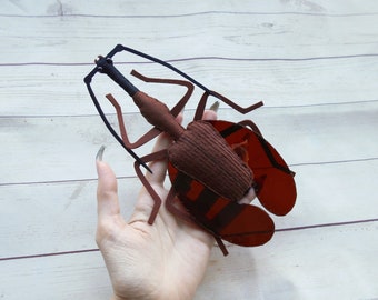 Felted Mormolyce phyllodes Realistic Violin beetle from felt Brown bug from felt Entomogist gift Kids learn insects Felted Violin beetle