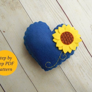 PDF pattern for women PDF sewing pattern Ukrainian Heart Easy felt pattern for kids Ukraine sewing instruction step by step