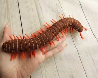 Realistic millipede from felt for young naturalist Felted millipede figurine Felt bug toy Felted realistic bugs Kids learning