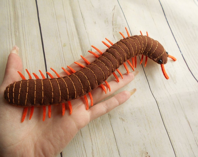 Giant African Millipede Plush, Millipede Toy, Plush Bug, Plush Insect