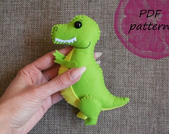 PDF dinosaur banner PDF pattern T-Rex Felted Dinosaur PDF sewing pattern for women Felted dinosaur Felt dinosaur Plush dinosaur pattern