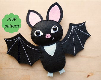 PDF Fledermaus Schnittmuster PDF Nähanleitung PDF Filzanleitung Halloween Muster Halloween Ornament Halloweendeko Halloween Fledermaus Halloweendeko
