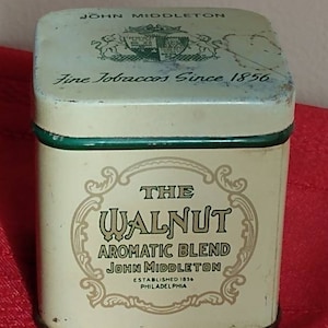 John Middleton tobacco tin the walnut automatic blend tin can since 1856