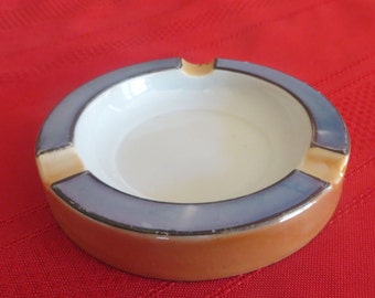 Porcelain Ashtray Japan Vintage Blue Gold White ashtray