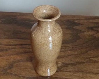 6" vase brown speckled pottery