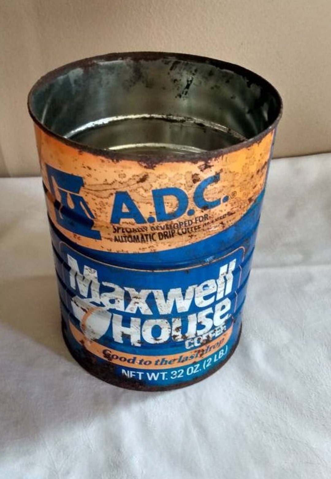 Maxwell House Coffee Can 32 Oz Collectible Coffee Tin A.D.C. Empty